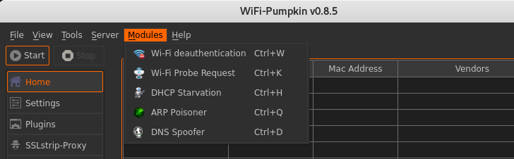 Wifi Pumpkin modules