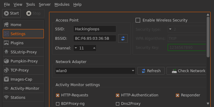 Wifi Pumpkin settings1