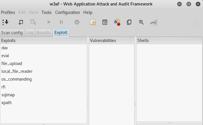 w3af exploit interface