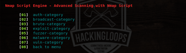 nmap script engine menu