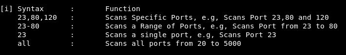 port scan syntax