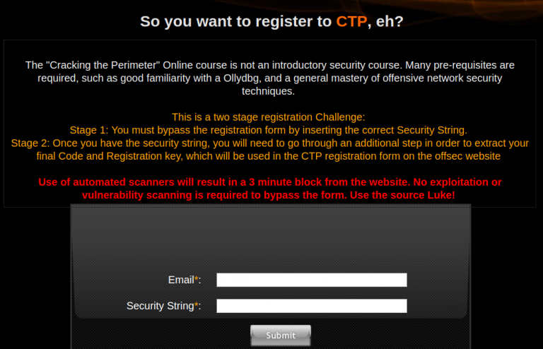 CTP challenge screenshot