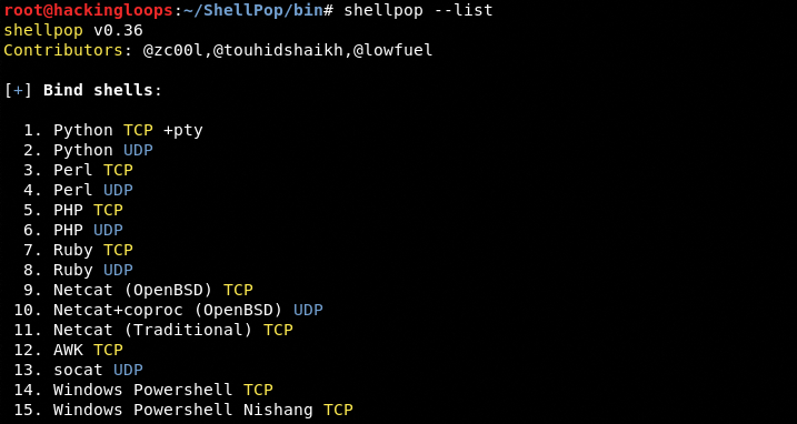 shellpop bind shells