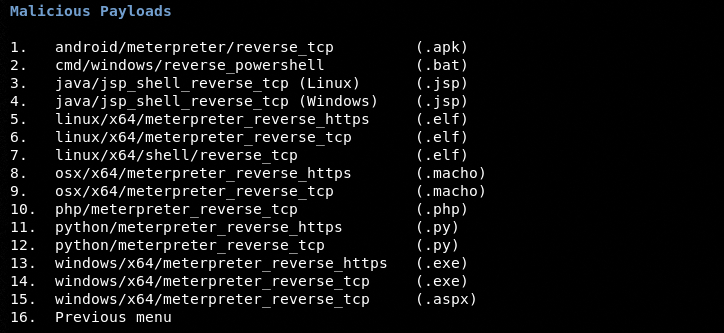 payload list