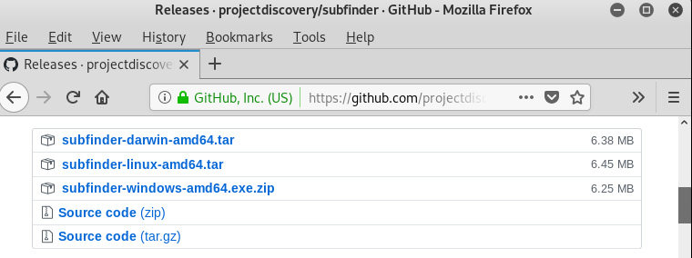 Subfinder release packages