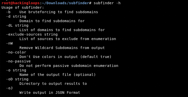 subfinder options