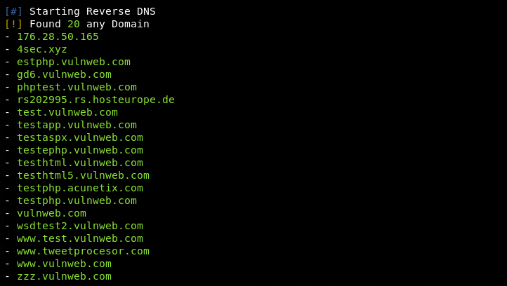 subdomains results ReconT