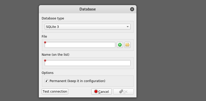 database creation option