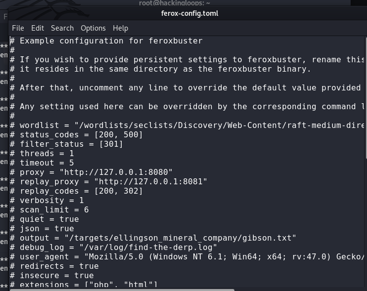 feroxbuster default config file