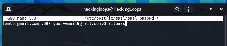 gmail email and pass setting