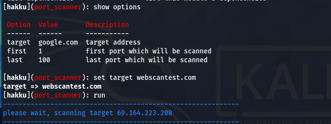 port scanner settings