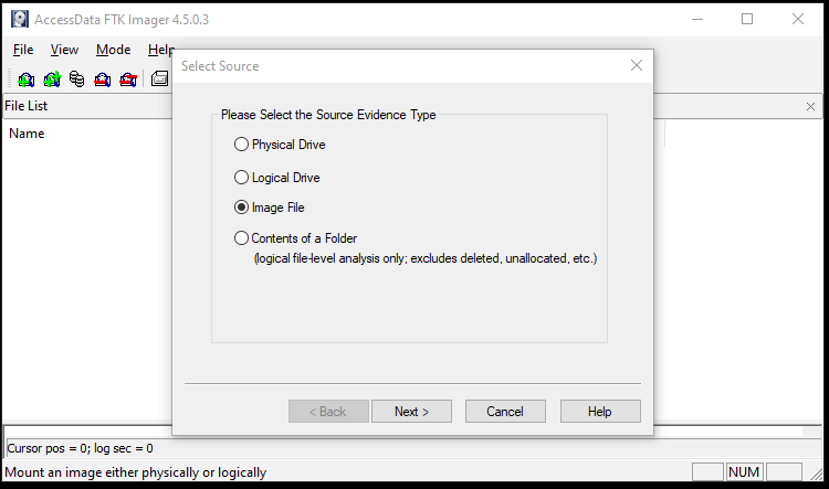 select source evidence type