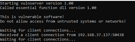 Buffer Overflow Steps connection received at vulnserver