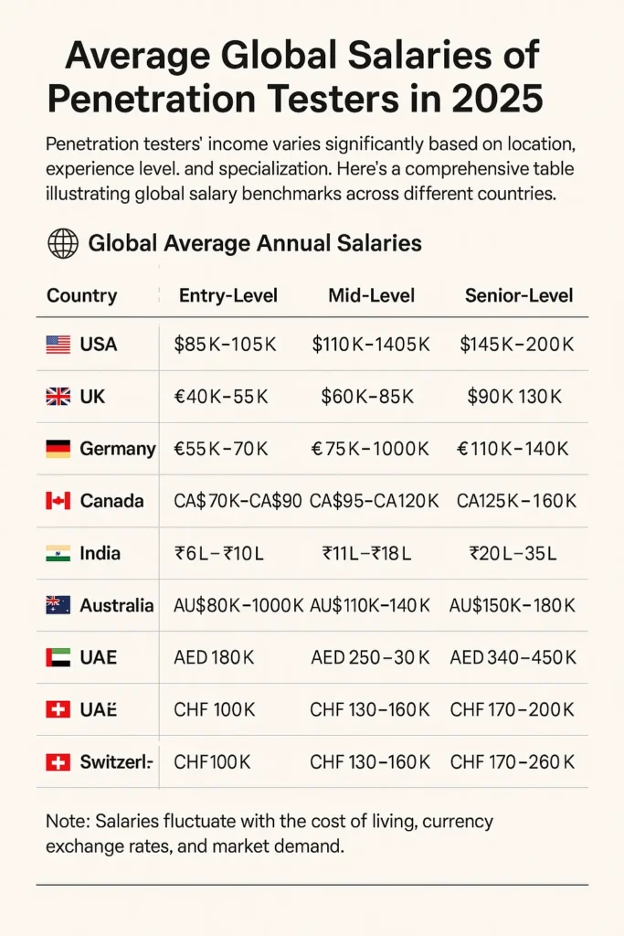 Average salary of penetration testers