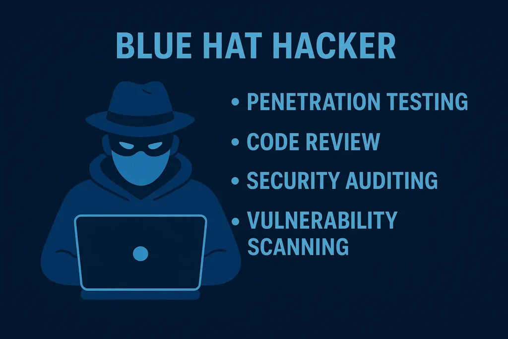 What does a blue hat hacker do?